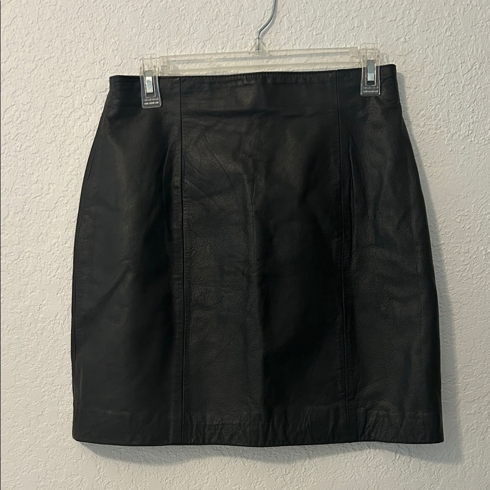 Vintage Black Leather Mini Skirt